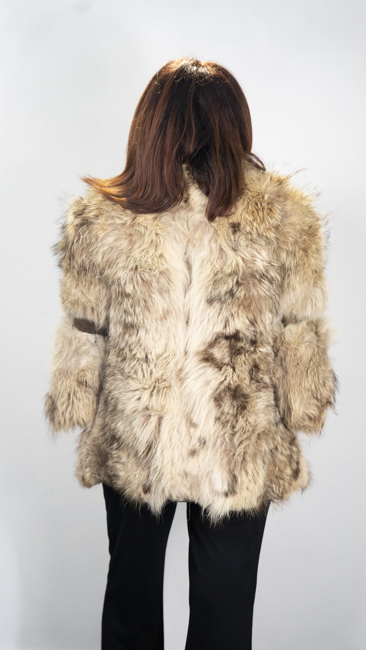 Giacca Volpe Bianca con inserti in pelle